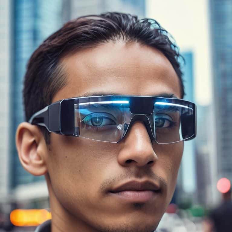 Augmented reality glasses in use