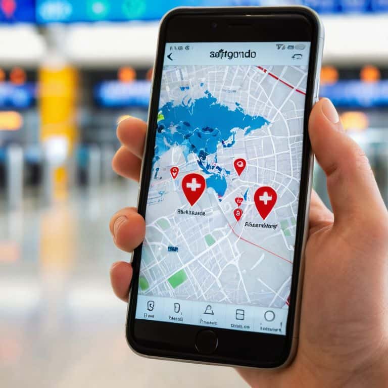Travel safety apps on smartphone