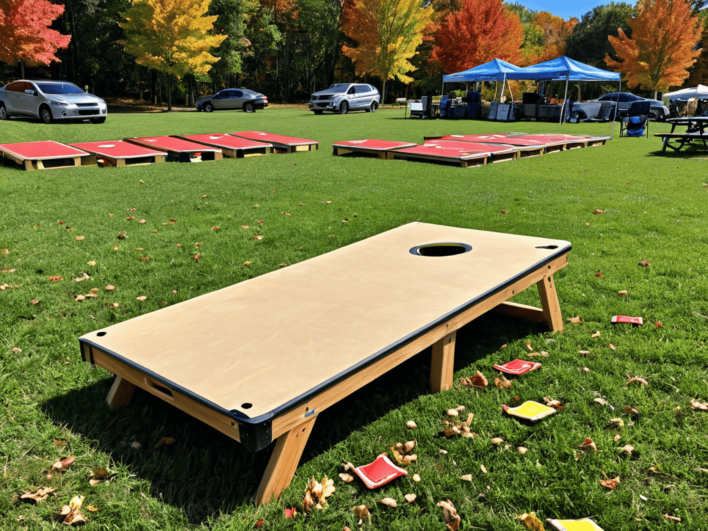 Building Cornhole Boards outdoors